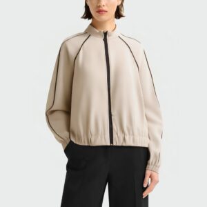 Contrast stitching stand collar women's jacket
