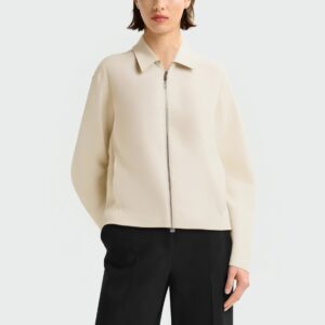 Casual beige lapel zipper women's jacket