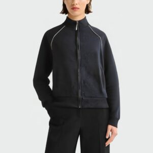 Casual black stand collar women's jacket