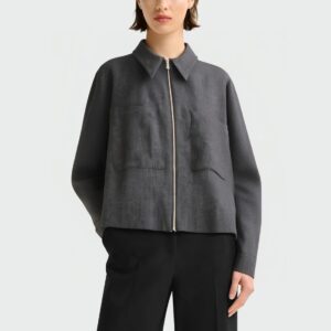 Dark grey zippered long sleeve women's jacket
