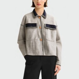 Retro contrast lapel loose women's jacket