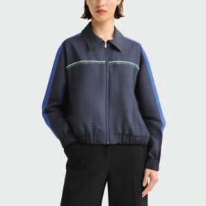 Vintage check lapel zipper women's jacket