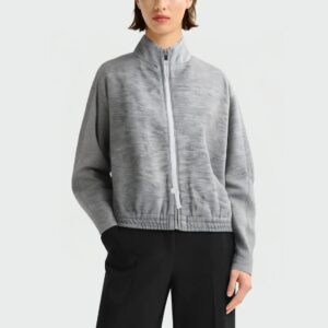 Grey turtleneck zippered women's jacket