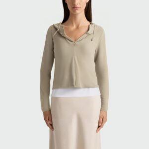 Fake two-piece splicing women's long-sleeved hooded top