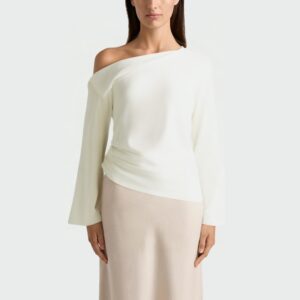 Fashionable asymmetrical women's long-sleeved top