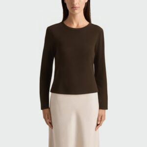 Round neck back hollowed-out women's long-sleeved top