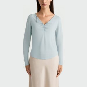 Casual simple V-neck women's long-sleeved top