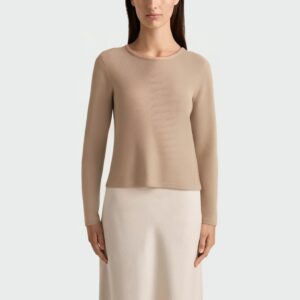 Simple round neck knitted women's long-sleeved top