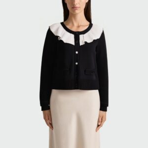 Peter pan collar single-breasted women's long sleeve top