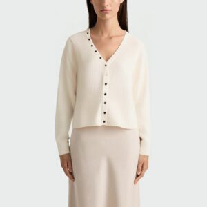 Simple V-neck knitted women's long-sleeved top