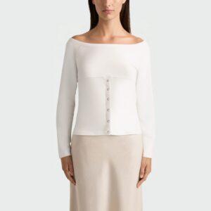 Casual simple white women's long-sleeved top