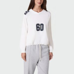 White round neck loose women's pullover