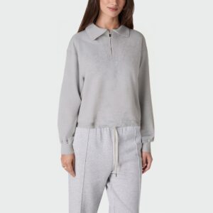 Casual lapel zipper long sleeve women's pullover