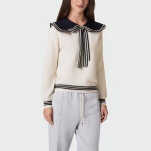 Women's sailor collar jacquard knit sweater