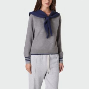 Grey crew neck knit women's pullover