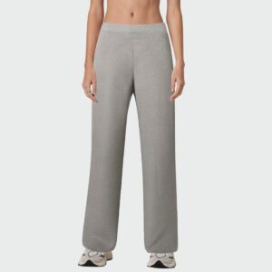 Grey elastic waist wide-leg women's trousers