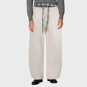 Plaid elastic waist loose men's casual trousers