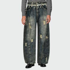 Vintage washed wide leg men's jeans