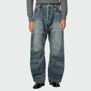 Autumn blue washed waistcoat men's jeans