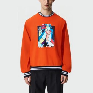 Striped crew neck loose men's long-sleeved top