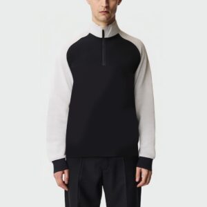 Stand collar contrast color loose men's top