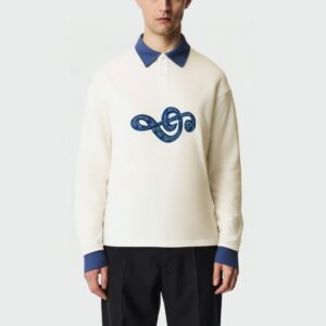 Contrast color lapel loose cotton men's top